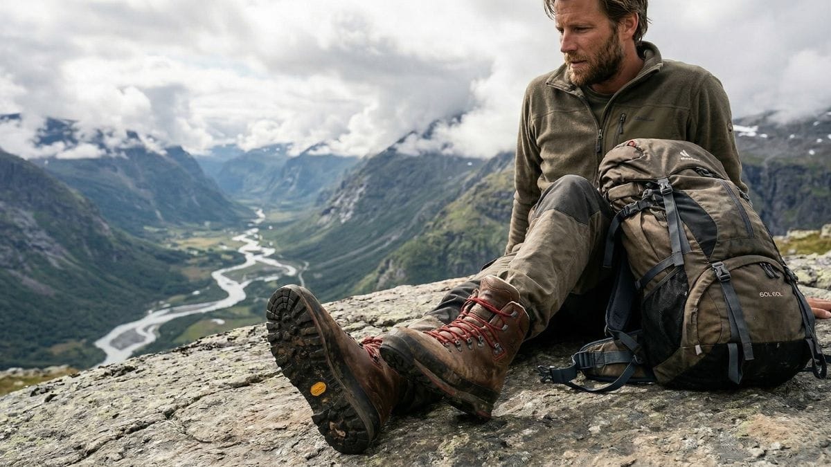Høje vandrestøvler med Vibram sål på fjeldsti